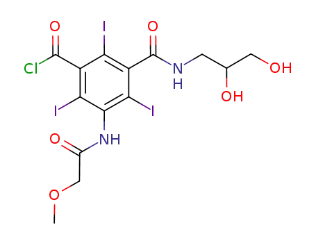 Molecular Structure of 76350-04-4 (5-methoxyacetylamino-2,4,6-triiodoisophthalic acid (2,3-dihydroxypropyl)amide chloride)
