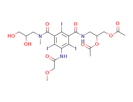 Molecular Structure of 1193076-40-2 (5-methoxyacetylamino-2,4,6-triiodoisophthalic acid [(2,3-dihydroxy-N-methylpropyl)-(2,3-diacetoxypropyl)]diamide)