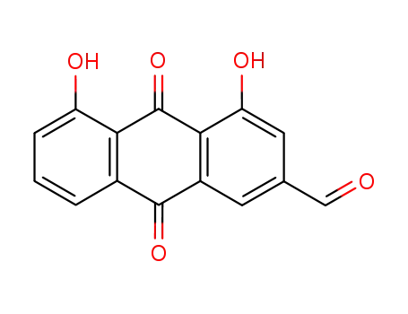 Molecular Structure of 154658-30-7 (4,5-dihydroxy-9,10-dioxo-9,10-dihydroanthracene-2-carbaldehyde)