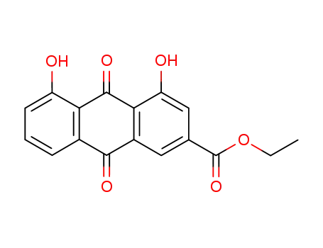 Molecular Structure of 109650-18-2 (Ethyl 9,10-dihydro-4,5-dihydroxy-9,10-dioxo-2-anthracenecarboxylate)