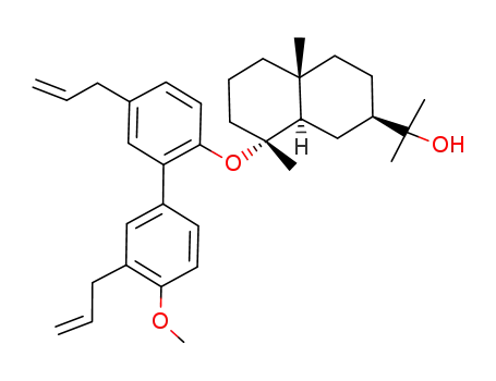 Molecular Structure of 143051-79-0 (2-[(2R,4aR,8R,8aR)-8-(5,3'-Diallyl-4'-methoxy-biphenyl-2-yloxy)-4a,8-dimethyl-decahydro-naphthalen-2-yl]-propan-2-ol)