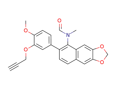 Molecular Structure of 143260-98-4 (Formamide,
N-[6-[4-methoxy-3-(2-propynyloxy)phenyl]naphtho[2,3-d]-1,3-dioxol-5-yl]
-N-methyl-)