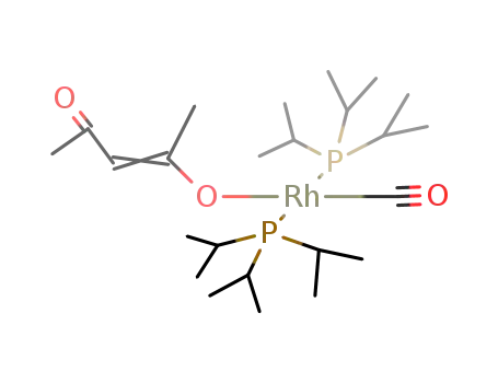 Molecular Structure of 114403-28-0 (carbonyl(2,4-pentanedionato-O)bis(tri-isopropylphosphine)rhodium(I))
