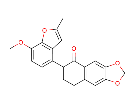 Molecular Structure of 130627-30-4 (2-<4-(7-methoxy-2-methylbenzo<b>furanyl)>-6,7-methylenedioxy-3,4-dihydronaphthalen-1(2H)-one)