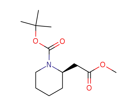 Molecular Structure of 813433-73-7 ((R)-tert-Butyl 2-(2-Methoxy-2-oxoethyl)piperidine-1-carboxylate)
