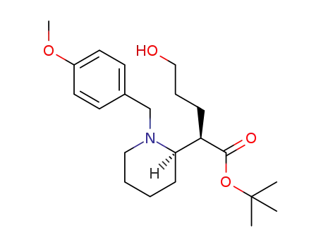 Molecular Structure of 1619924-94-5 (tert-butyl (R,R)-2-[N(1')-(p-methoxybenzyl)piperidin-2'-yl]-5-hydroxypentanoate)