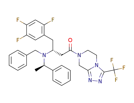 Molecular Structure of 1380521-88-9 ((R,R)-N-benzyl-N-(α-methylbenzyl)-1-(2',4',5'-trifluorophenyl)-4-oxo-4-{3''-(trifluoromethyl)-5'',6''-dihydro-1'',2'',4''-triazolo[4,3-α]pyrazin-7''(8''H)-yl}butan-2-amine)