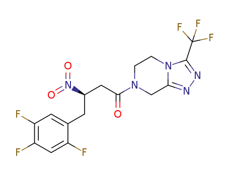 Molecular Structure of 1351564-29-8 ((R)-3-nitro-1-(3-(trifluoromethyl)-5,6-dihydro-[1,2,4]triazolo[4,3-a]pyrazin-7(8H)-yl)-4-(2,4,5-trifluorophenyl)butan-1-one)