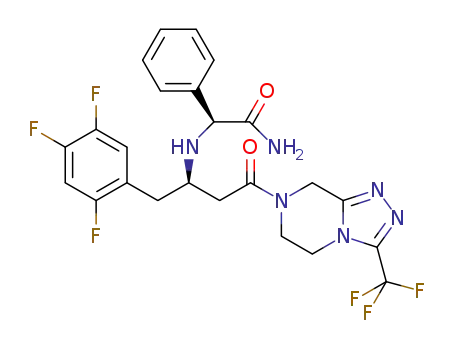 Molecular Structure of 769195-20-2 ((3R)-3-[[(1S)-1-carboxamidophenylmethyl]amino]-1-[3-(trifluoromethyl)-6,8-dihydro-5H-[1,2,4]triazolo[4,3-a]pyrazin-7-yl]-4-(2,4,5-trifluorophenyl)butan-1-one)