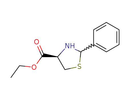 Molecular Structure of 189228-43-1 (4-Thiazolidinecarboxylic acid, 2-phenyl-, ethyl ester, (4R)-)