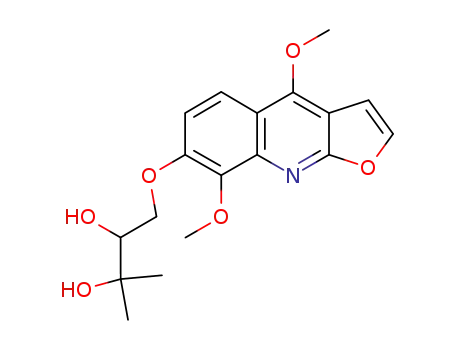 Molecular Structure of 110548-95-3 (1-(4,8-DIMETHOXY-FURO[2,3-B]QUINOLIN-7-YLOXY)-3-METHYL-BUTANE-2,3-DIOL)