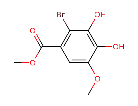 Molecular Structure of 123685-25-6 (Benzoic acid, 2-bromo-3,4-dihydroxy-5-methoxy-, methyl ester)