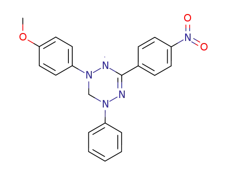 Molecular Structure of 99910-01-7 (2-(p-methoxyphenyl)-4-phenyl-6-(p-nitrophenyl)-3,4-dihydro-2H-sym-tetrazin-1-yl)