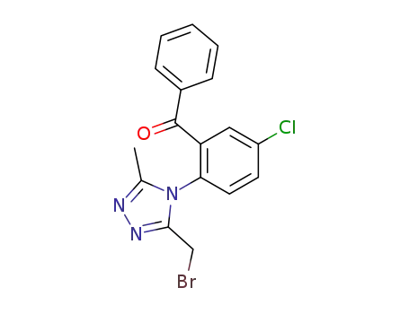 Molecular Structure of 38150-28-6 (Methanone,
[2-[3-(bromomethyl)-5-methyl-4H-1,2,4-triazol-4-yl]-5-chlorophenyl]phen
yl-)