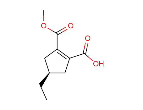 Molecular Structure of 301670-38-2 ((R)-4-Ethyl-cyclopent-1-ene-1,2-dicarboxylic acid monomethyl ester)