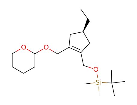 Molecular Structure of 301670-60-0 ((4R)-1-(tert-butyldimethylsilyloxy)methyl-4-ethyl-2-(2-tetrahydropyranyloxy)methyl-cyclopent-1-ene)