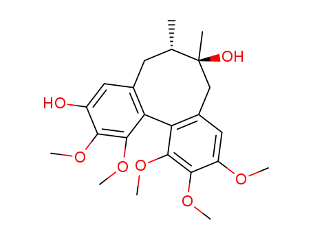 Molecular Structure of 119139-66-1 (Dibenzo[a,c]cyclooctene-3,7-diol,5,6,7,8-tetrahydro-1,2,10,11,12-pentamethoxy-6,7-dimethyl-, (6S,7S,12aR)-)