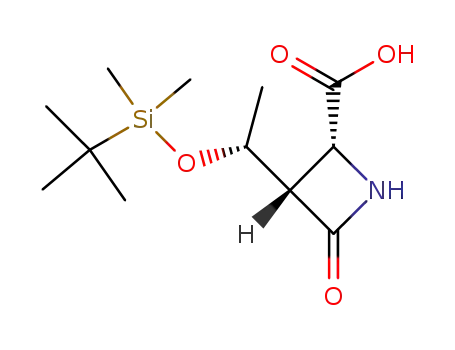 Molecular Structure of 115936-64-6 ((3S,4R)-3-<(R)-1'-(dimethyl-t-butylsilyloxy)ethyl>-4-oxoazetidin-2-carboxylic acid)