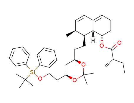Molecular Structure of 116996-39-5 ((S)-2-Methyl-butyric acid (1S,7S,8S,8aR)-8-(2-{(4R,6S)-6-[2-(tert-butyl-diphenyl-silanyloxy)-ethyl]-2,2-dimethyl-[1,3]dioxan-4-yl}-ethyl)-7-methyl-1,2,3,7,8,8a-hexahydro-naphthalen-1-yl ester)