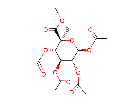 Molecular Structure of 65615-69-2 (.beta.-D-Glucopyranuronic acid, 5-C-bromo-, methyl ester, tetraacetate)