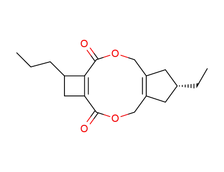 Molecular Structure of 302350-30-7 ((R)-14-Ethyl-6-propyl-3,10-dioxa-tricyclo[10.3.0.0<sup>5,8</sup>]pentadeca-1<sup>(12)</sup>,5<sup>(8)</sup>-diene-4,9-dione)