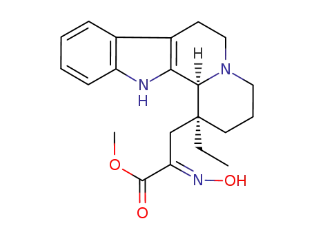 Molecular Structure of 89396-77-0 (3-((1S,12bS)-1-Ethyl-1,2,3,4,6,7,12,12b-octahydro-indolo[2,3-a]quinolizin-1-yl)-2-[(E)-hydroxyimino]-propionic acid methyl ester)