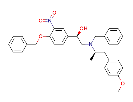 Molecular Structure of 245759-65-3 ((R,R)-3-nitro-α-[[[2-(4-methoxyphenyl)-1-methylethyl](phenylmethyl)amino]methyl]-4-(phenylmethoxy)-benzenemethanol)