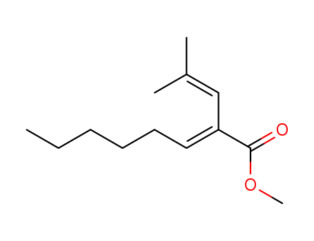 Molecular Structure of 145099-84-9 (methyl (E)-2-(2-methyl-1-propenyl)-2-octenoate)