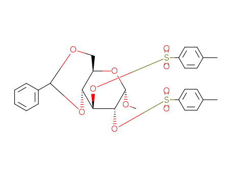 Molecular Structure of 6884-01-1 (4,6-O-Benzylidene-alpha-D-glucopyranoside methyl bis(4-methylbenzenesulphonate))