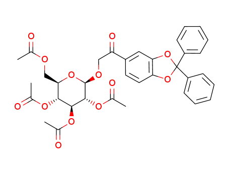 Molecular Structure of 917379-91-0 (2-(2,3,4,6-tetra-O-acetyl-β-D-glucopyranosyloxy)-3′,4′-diphenylmethylenedioxyacetophenone)