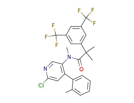 Molecular Structure of 401891-55-2 (2-(3,5-bis(trifluoromethyl)phenyl)-N-(6-chloro-4-(o-tolyl)pyridin-3-yl)-N,2-dimethylpropanamide)