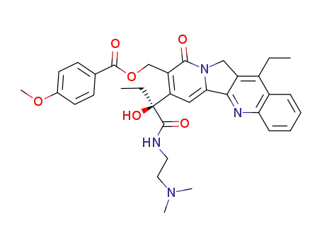 Molecular Structure of 120730-51-0 (4-Methoxy-benzoic acid 7-[(S)-1-(2-dimethylamino-ethylcarbamoyl)-1-hydroxy-propyl]-12-ethyl-9-oxo-9,11-dihydro-indolizino[1,2-b]quinolin-8-ylmethyl ester)