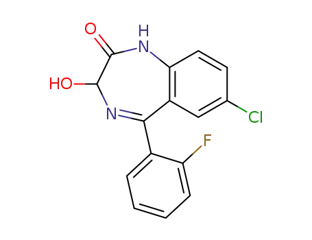 Molecular Structure of 17617-60-6 (7-Chloro-5-(2-fluorophenyl)-1,3-dihydro-3-hydroxy-2H-1,4-benzodiazepin-2-one)