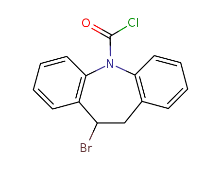 Molecular Structure of 33948-20-8 (10-bromo-10,11-dihydro-dibenzo[<i>b</i>,<i>f</i>]azepine-5-carbonyl chloride)