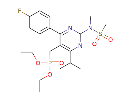Molecular Structure of 937639-31-1 (P-[[4-(4-Fluorophenyl)-6-(1-methylethyl)-2-[methyl(methylsulfonyl)amino]-5-pyrimidinyl]methyl]phosphonic acid diethyl ester)