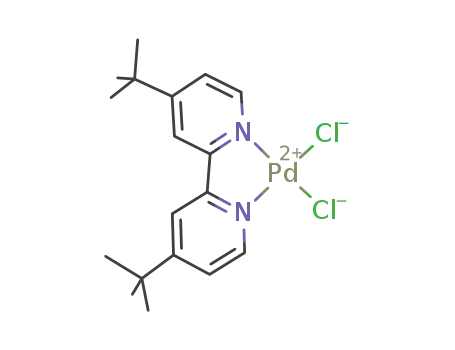Molecular Structure of 162379-72-8 (dichloro(4,4'-di-tert-butyl-2,2'-bipyridine)palladium(II))