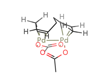 Molecular Structure of 99632-71-0 ({(C<sub>8</sub>H<sub>12</sub>)(OOCCH<sub>3</sub>)2Pd<sub>2</sub>})