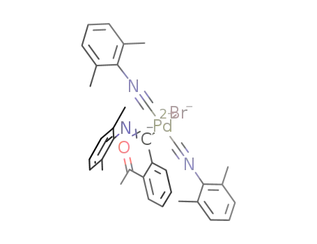 trans-[Pd(C(N(C<sub>6</sub>H<sub>3</sub>Me-2,6))C<sub>6</sub>H<sub>4</sub>(C(O)Me)-2)Br(CN(C<sub>6</sub>H<sub>3</sub>Me<sub>2</sub>-2,6))2]
