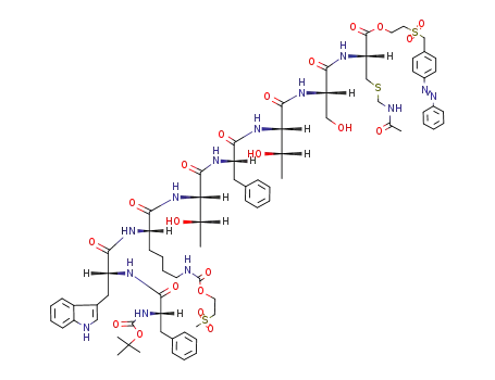 N-[N-Boc-L-Phe-L-Trp-N6-[[2-(メチルスルホニル)エトキシ]カルボニル]-L-Lys-L-Thr-L-Phe-L-Thr-L-Ser-]-S-アセチルアミノメチル-L-システイン2-[[[4-(フェニルアゾ)フェニル]メチル]スルホニル]エチル