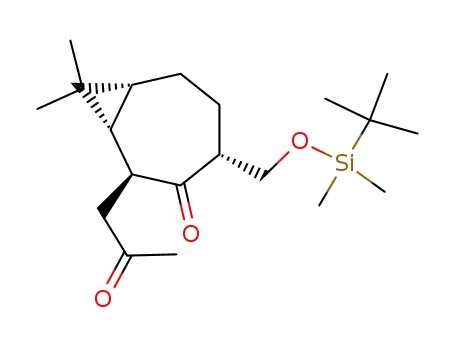Molecular Structure of 175985-43-0 ((+)-(1S,2S,4R,7R)-4-tert-butyldimethylsiloxymethyl-8,8-dimethyl-2-(2-oxopropyl)bicyclo<5.1.0>octan-3-one)