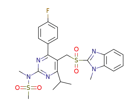 Molecular Structure of 956034-92-7 (N-{4-(4-fluorophenyl)-6-isopropyl-5-[(1-methyl-1H-benzo[d]imidazol-2-ylsulfonyl)methyl]pyrimidin-2-yl}-N-methylmethanesulfonamide)