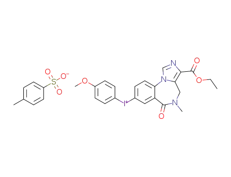 Molecular Structure of 1350523-23-7 ((3-(ethoxycarbonyl)-5,6-dihydro-5-methyl-6-oxo-4H-imidazo[1,5-a][1,4]benzodiazepin-8-yl)(4-methoxyphenyl)iodonium tosylate)
