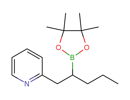 Molecular Structure of 1422450-70-1 (2-[2-(4,4,5,5-tetramethyl-1,3,2-dioxaborolan-2-yl)pentyl]pyridine)