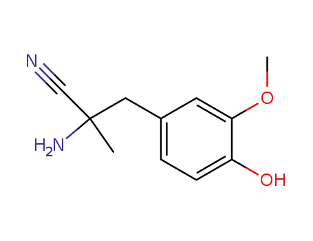 Molecular Structure of 6555-27-7 (()-2-amino-3-(4-hydroxy-3-methoxyphenyl)-2-methylpropiononitrile)