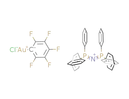 Molecular Structure of 74558-90-0 (bis(triphenylphosphane)iminium(pentafluorophenyl)chlorogold(I))