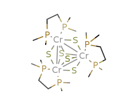Molecular Structure of 100681-53-6 (tris(bis(1,2-dimethylphosphino)ethane)bis(μ3-sulfido)tris(μ2-sulfido)trichromium)
