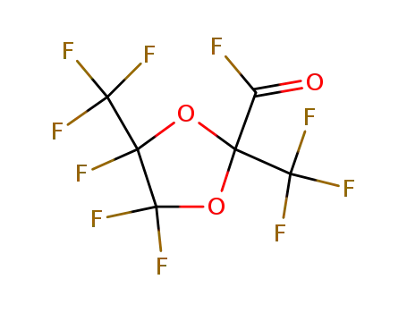 Molecular Structure of 7385-65-1 (4,4,5-trifluoro-2,5-bis(trifluoromethyl)-1,3-dioxolane-2-carbonyl fluoride)