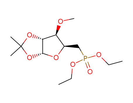 Molecular Structure of 17968-56-8 (5-deoxy-5-C-(diethoxyphosphinyl)-1,2-O-isopropylidene-3-O-methyl-α-D-xylofuranose)