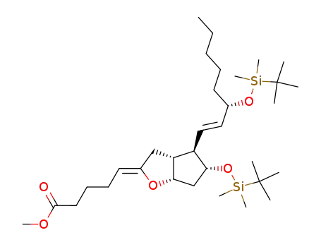 Molecular Structure of 78824-82-5 (methyl (5Z,13E,15S)-11alpha,15-bis[[(tert-butyl)dimethylsilyl]oxy]-6,9alpha-epoxyprosta-5,13-dien-1-oate)