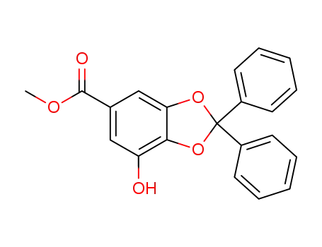 Molecular Structure of 69829-46-5 (7-HYDROXY-2,2-DIPHENYL-BENZO[1,3]DIOXOLE-5-CARBOXYLIC ACID METHYL ESTER)